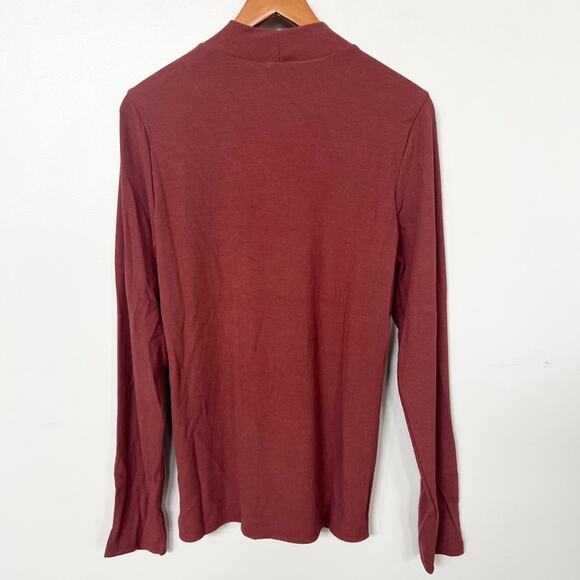 New RED BKE Long Sleeve Ribbed Mock Neck Rust Top Cutout Detail Women's SIZE XXL - Picture 4 of 8